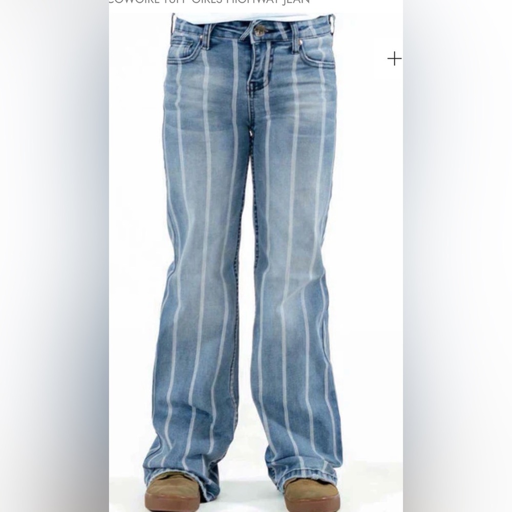 Cowgirl Tuff Girls Blue Pinstripe Flare Jeans